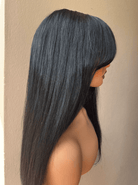 16" 1 JET BLACK Vicki Human Hair 5x5" Fringe Wig - Milk & Honey Wigs