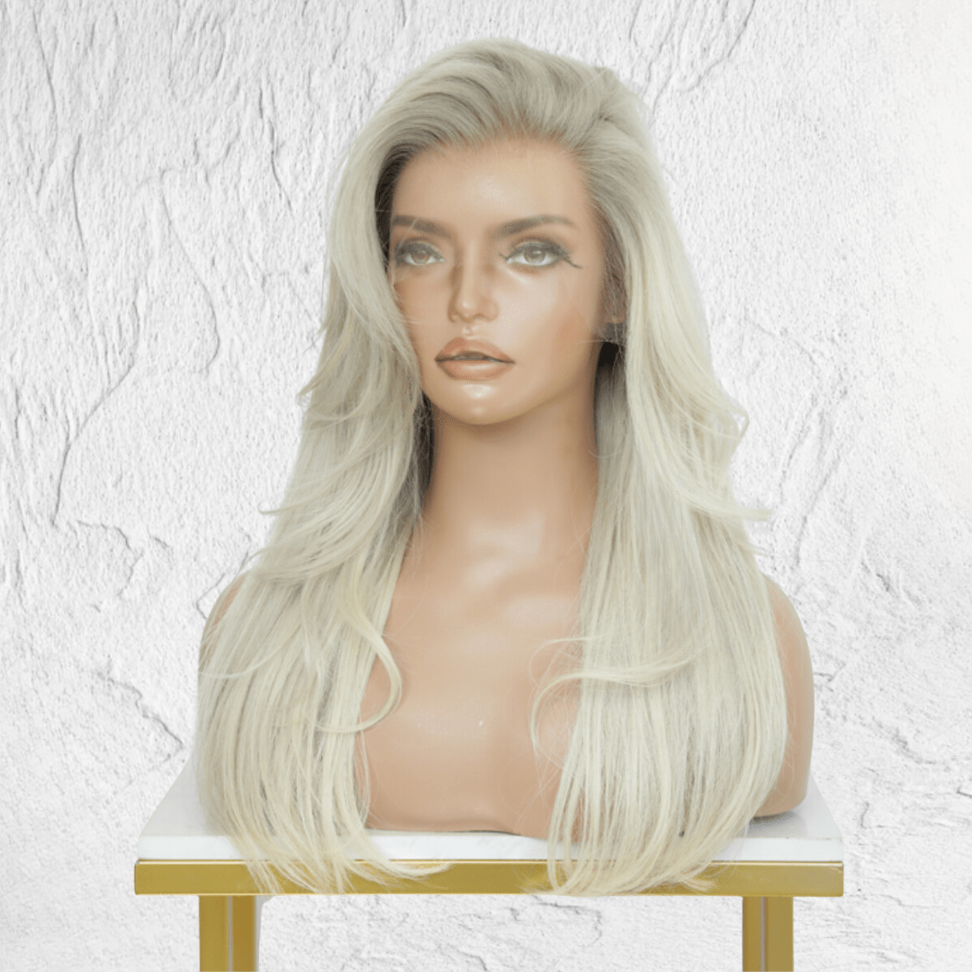 ASH Root Blonde Human Hair Lace Front Wig - Milk & Honey Wigs