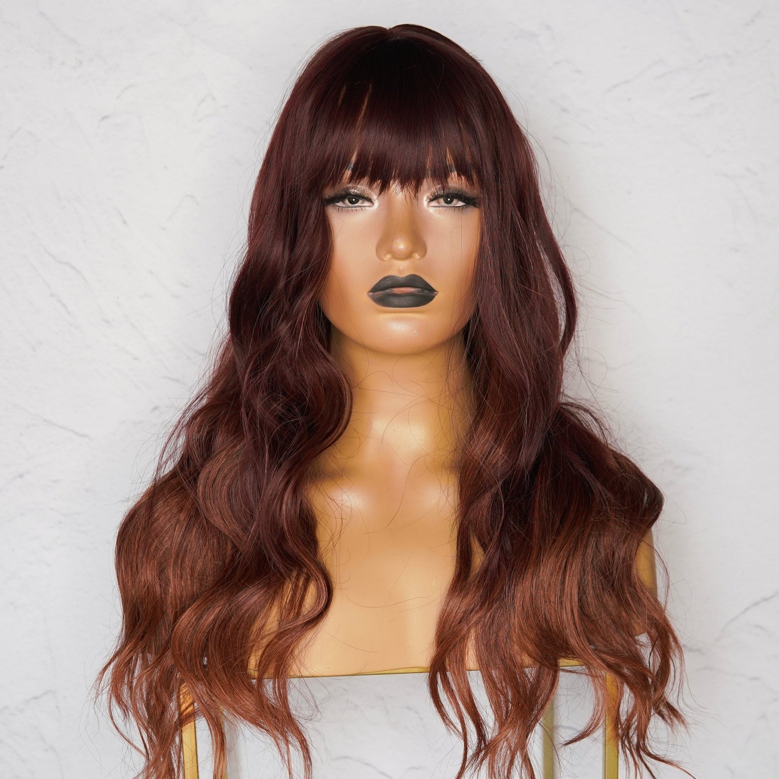AUTUMN Mahogany Brown Ombre Fringe Wig - Milk & Honey Wigs