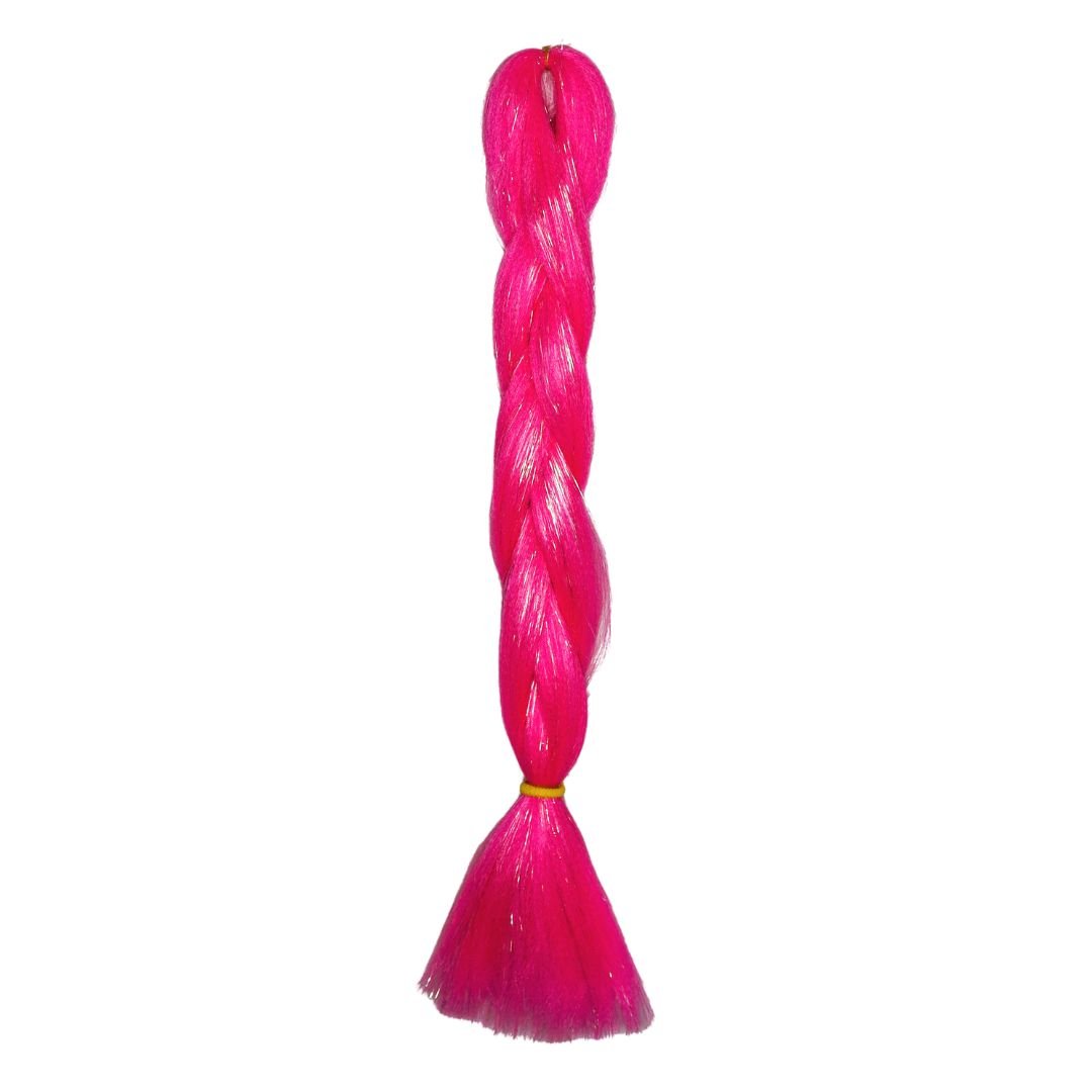 NEON PINK GLITTER BRAID HAIR 24" - Milk & Honey Wigs