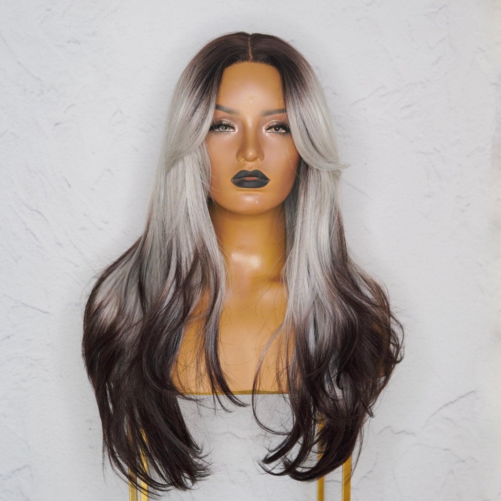 SELENE Grey Black Ombre Lace Front Wig - Milk & Honey Wigs