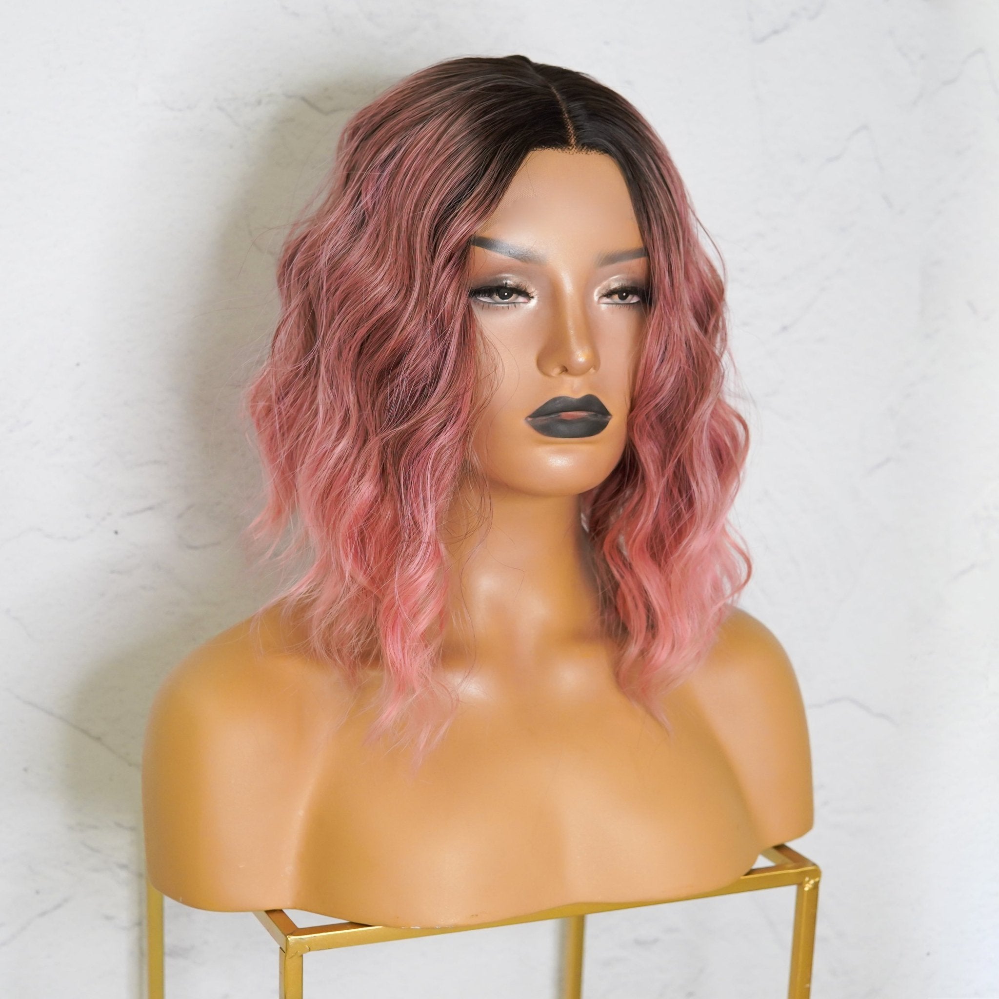 ALESSANDRA Ombre Pink Bob Lace Front Wig - Milk & Honey