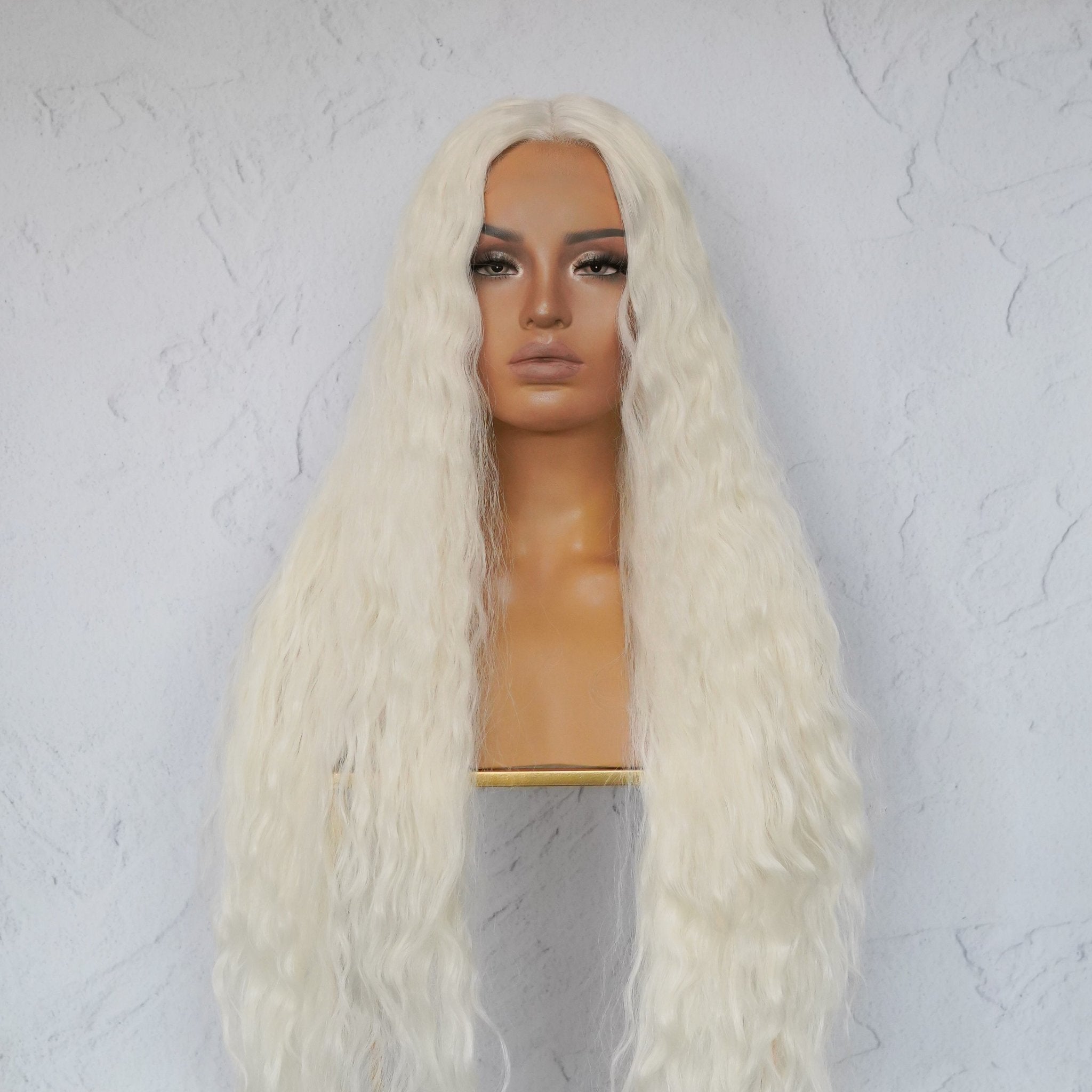 CARDI 40" White Platinum Blonde Lace Front Wig - Milk & Honey
