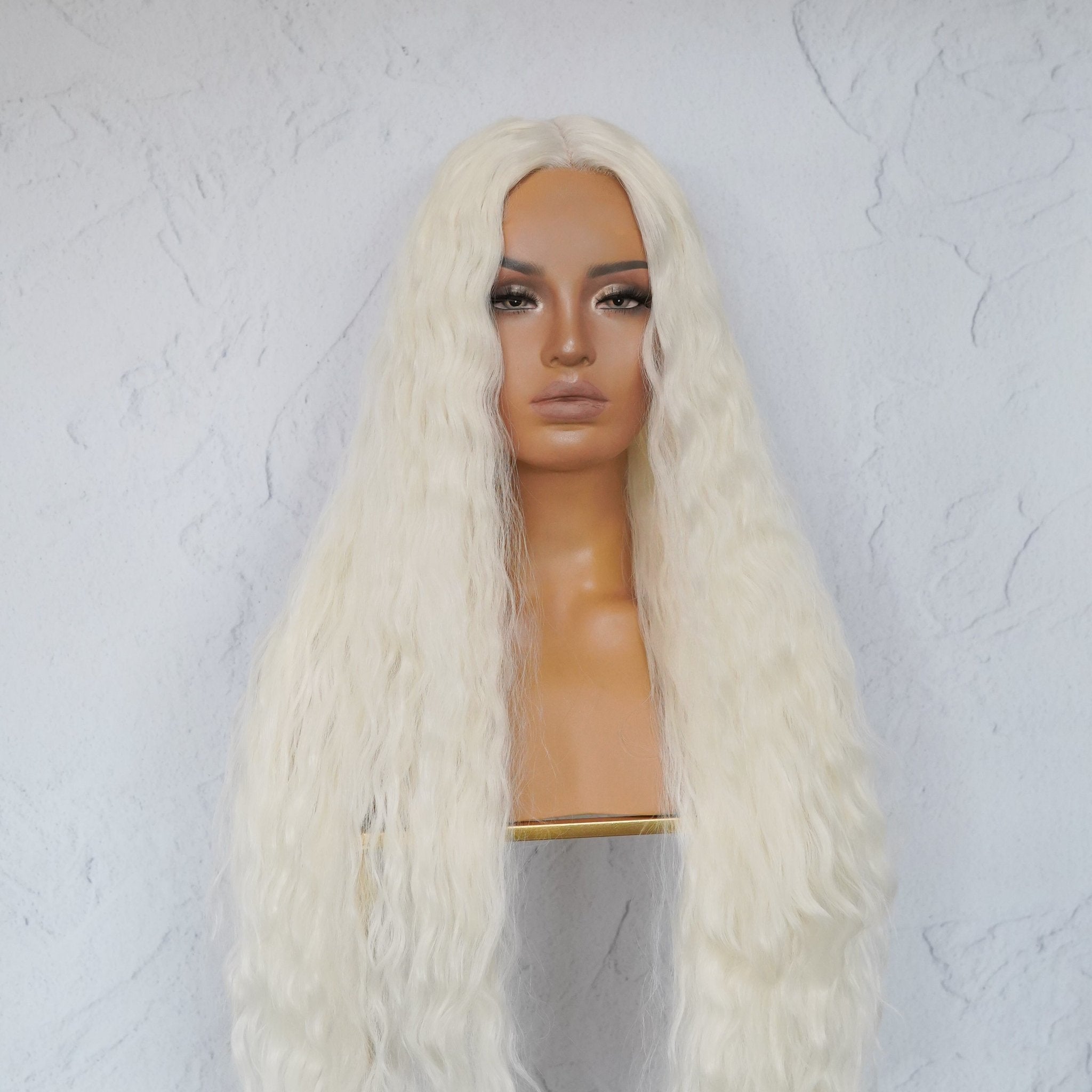 CARDI 40" White Platinum Blonde Lace Front Wig - Milk & Honey