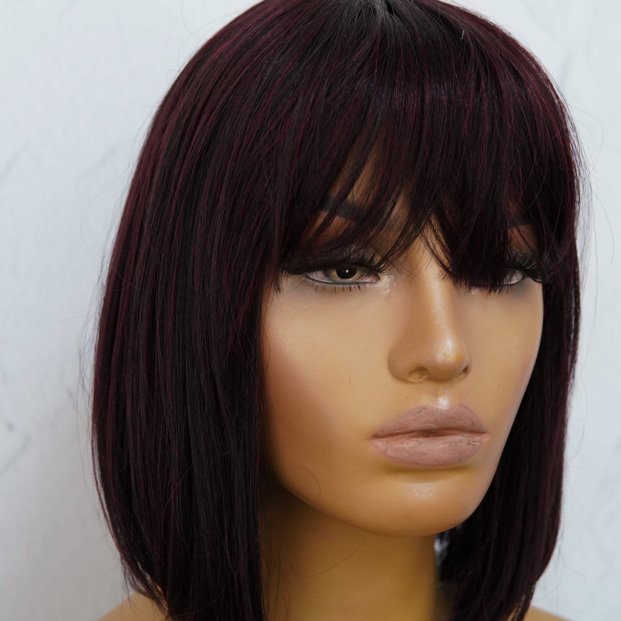 COURTNEY Burgundy Fringe Wig - Milk & Honey