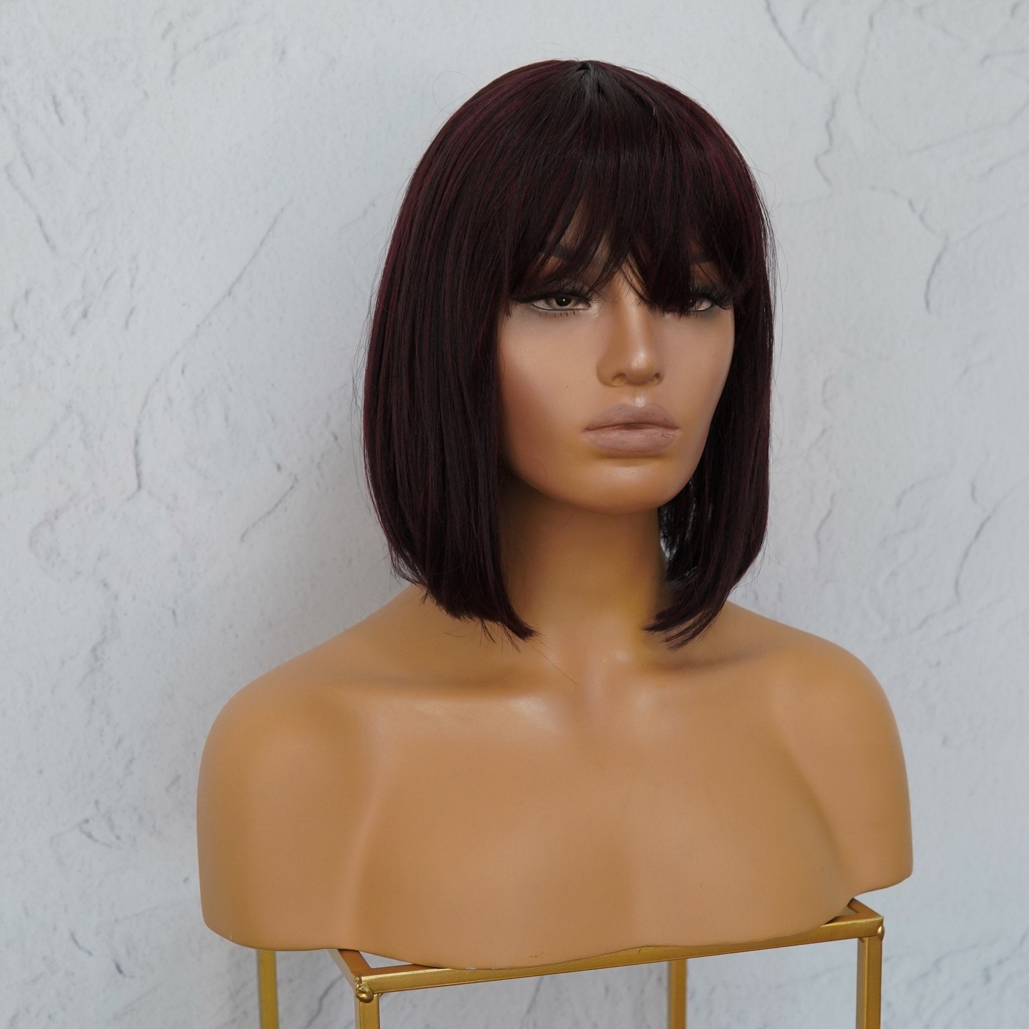 COURTNEY Burgundy Fringe Wig - Milk & Honey