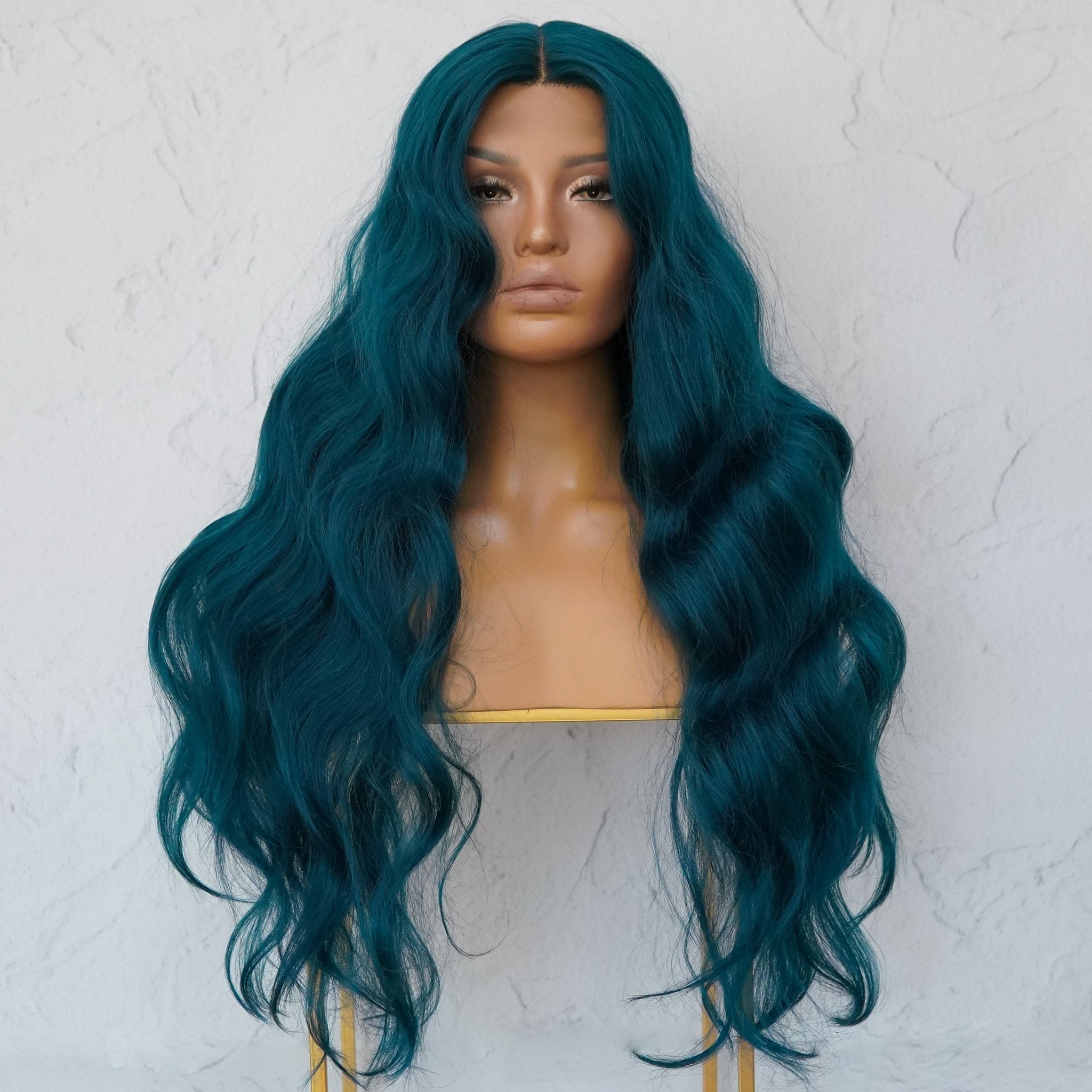 DELILAH Teal Blue 30" Lace Front Wig - Milk & Honey Wigs