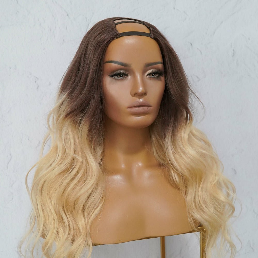 ELENA Ombre Blonde Human Hair U Part Wig - Milk & Honey