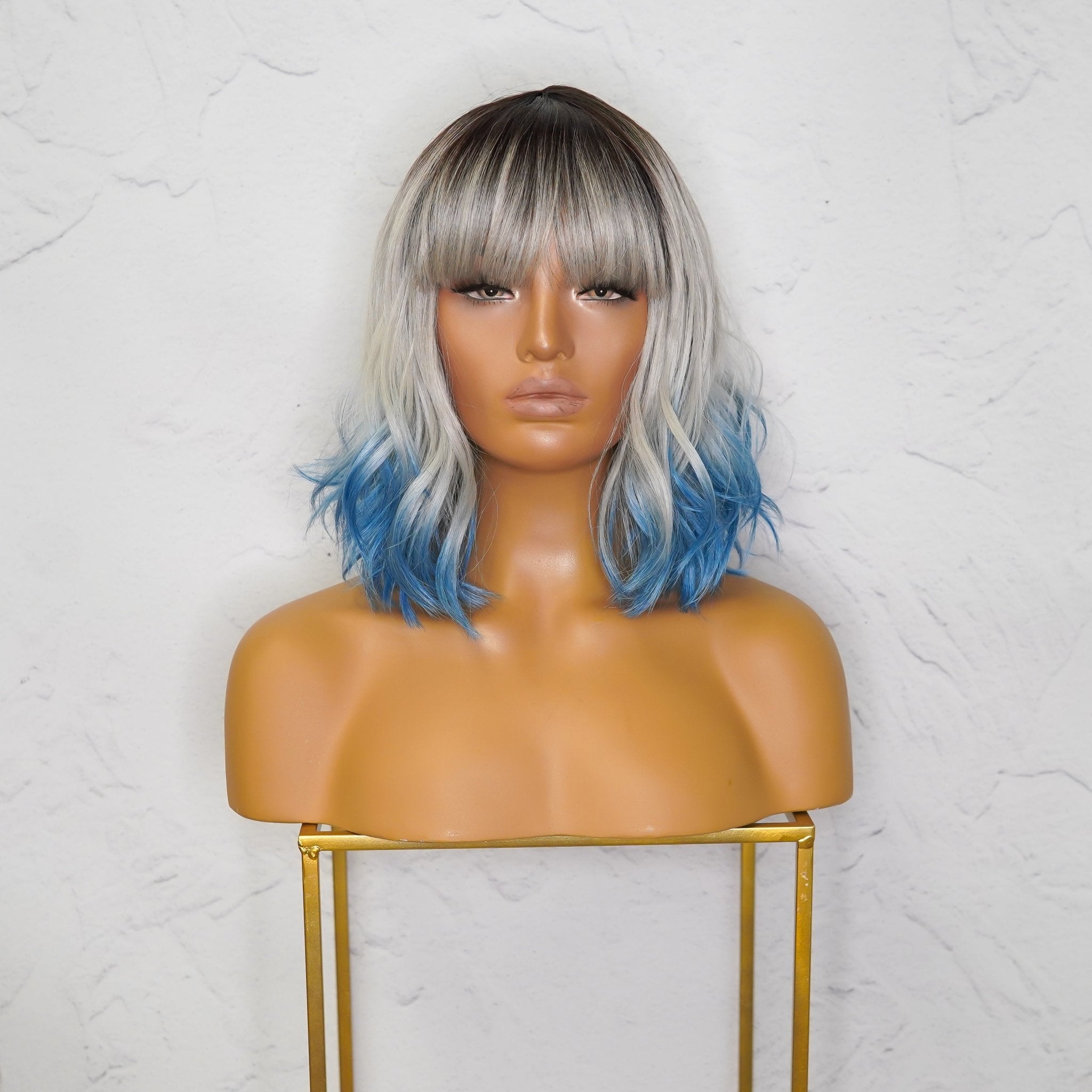 JORDAN Ombre Blue Bob Fringe Wig - Milk & Honey