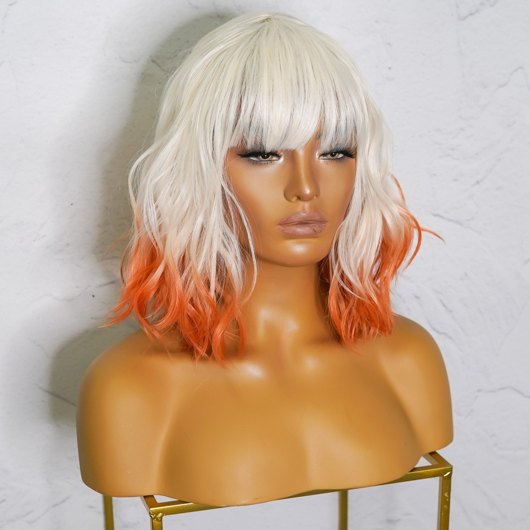 JORDAN Ombre Orange Bob Fringe Wig - Milk & Honey