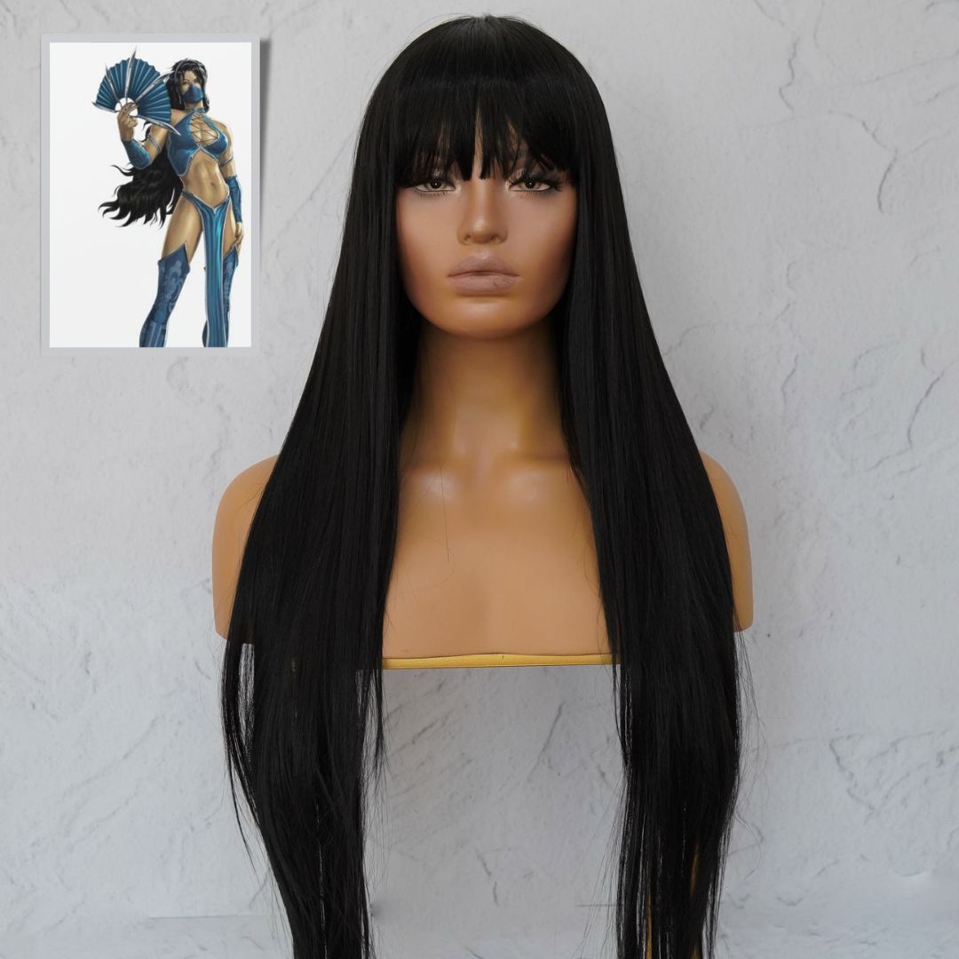 KITANA MORTAL KOMBAT COSPLAY - MONTANA Black Fringe Wig - Milk & Honey Wigs