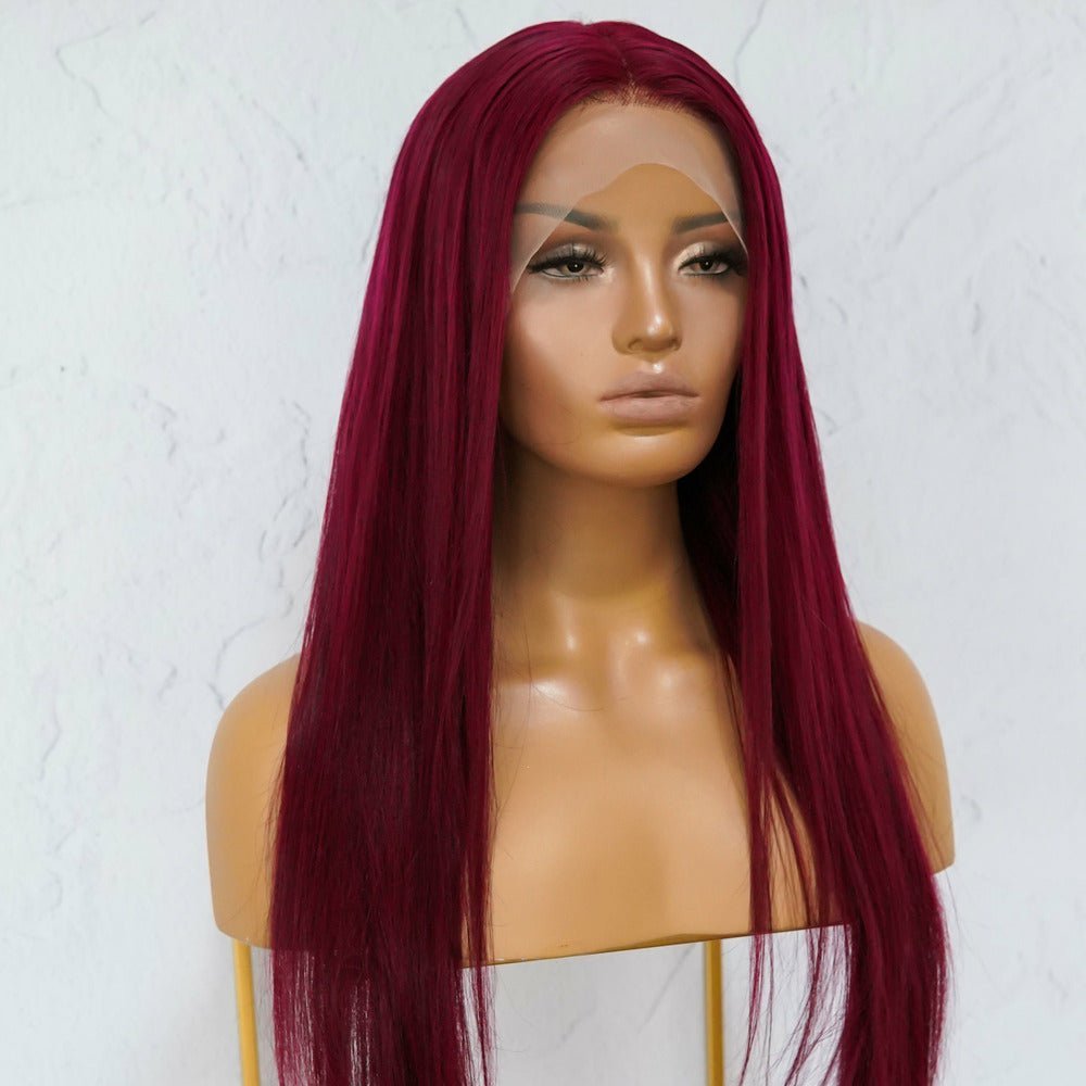 LILLY Burgundy Red Human Hair Lace Front Wig - Milk & Honey Wigs