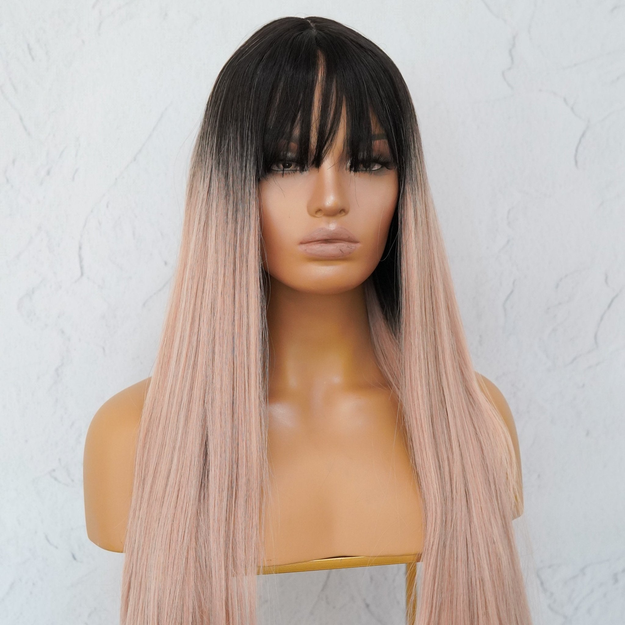 LIRA Dusty Caramel Pink Ombre Fringe Wig - Milk & Honey