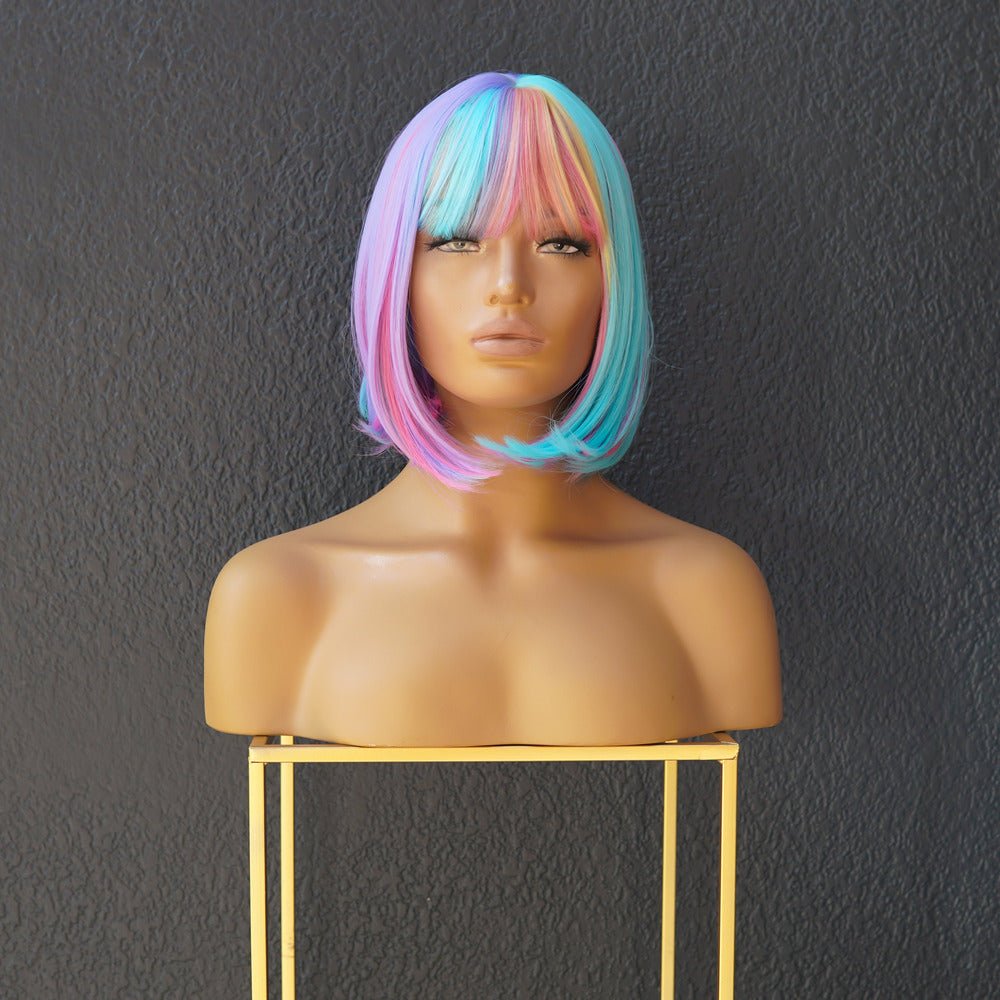 MIAH Rainbow Fringe Bob Wig - Milk & Honey