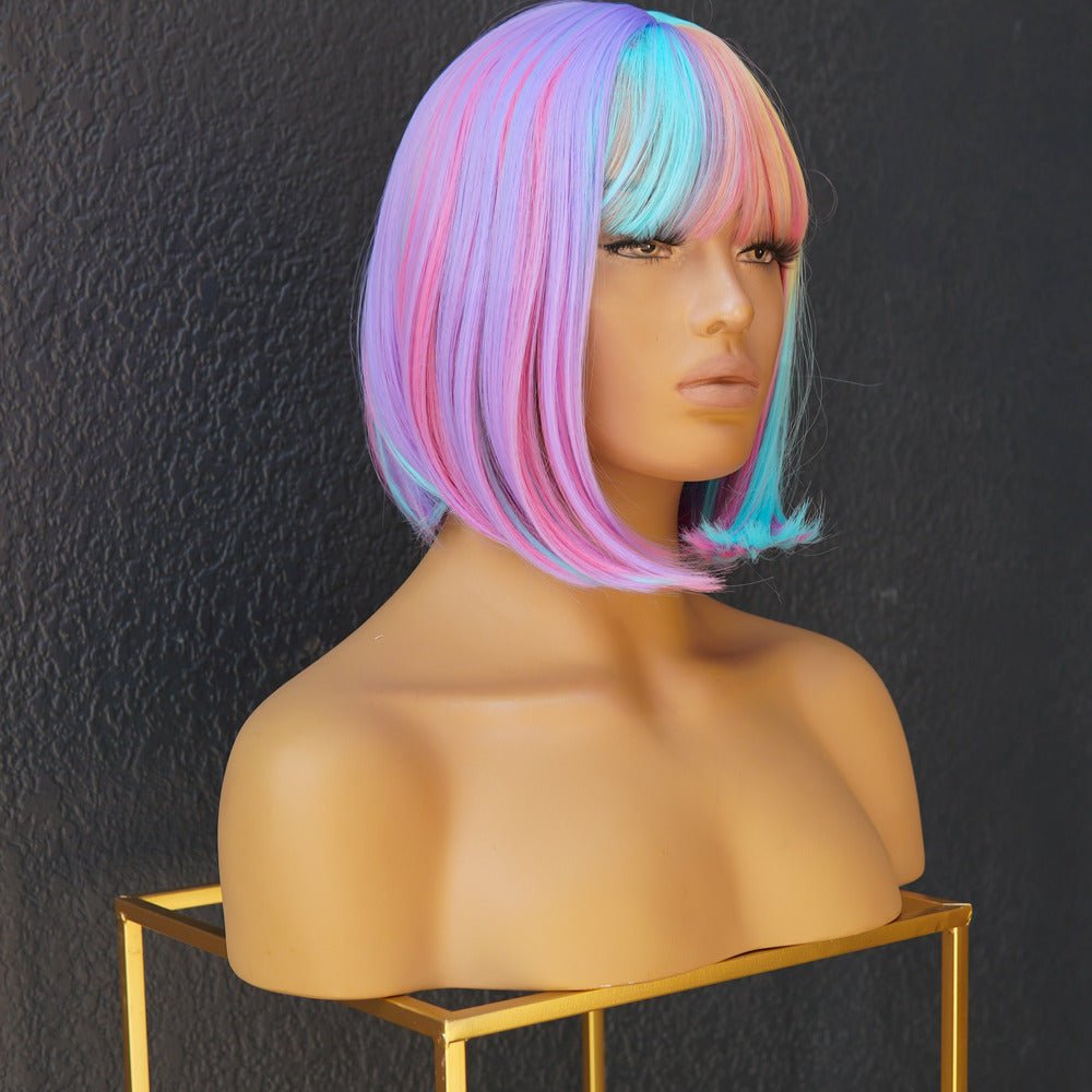 MIAH Rainbow Fringe Bob Wig - Milk & Honey