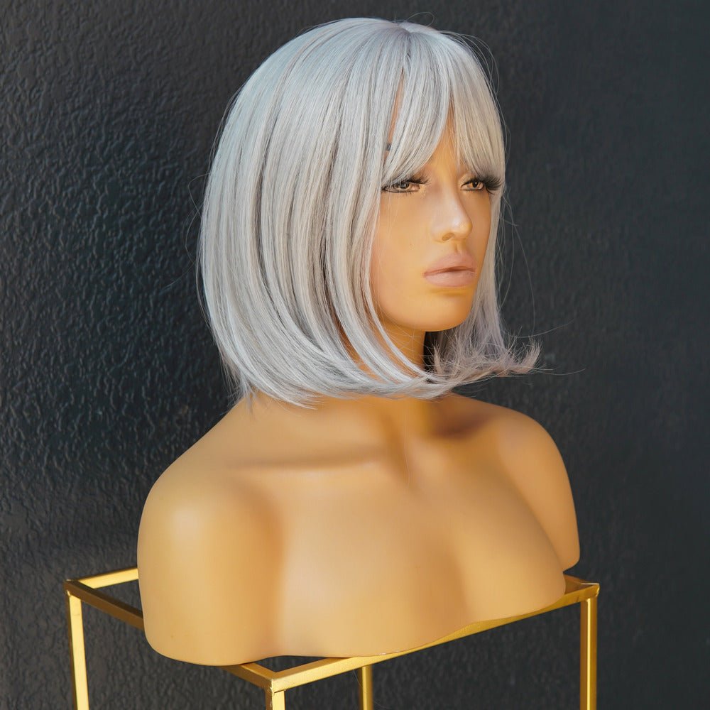 MIAH Silver Fringe Bob Wig - Milk & Honey