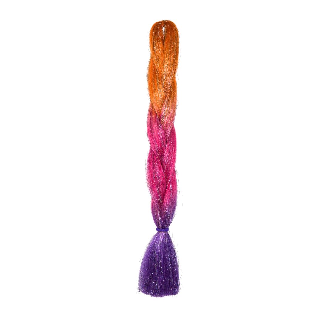 ORANGE, PINK, PURPLE GLITTER BRAID HAIR 24" - Milk & Honey Wigs