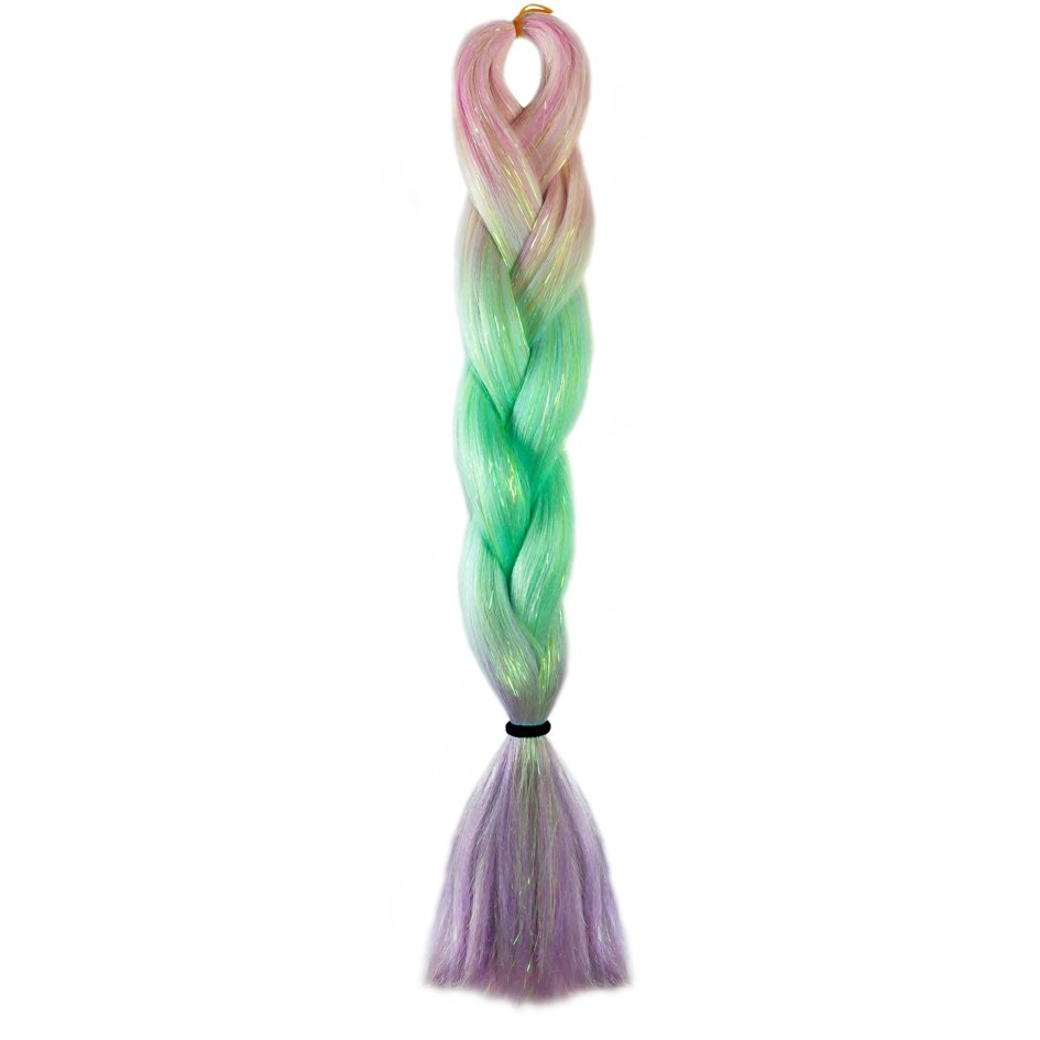 PINK, GREEN, PURPLE GLITTER BRAID HAIR 24" - Milk & Honey Wigs