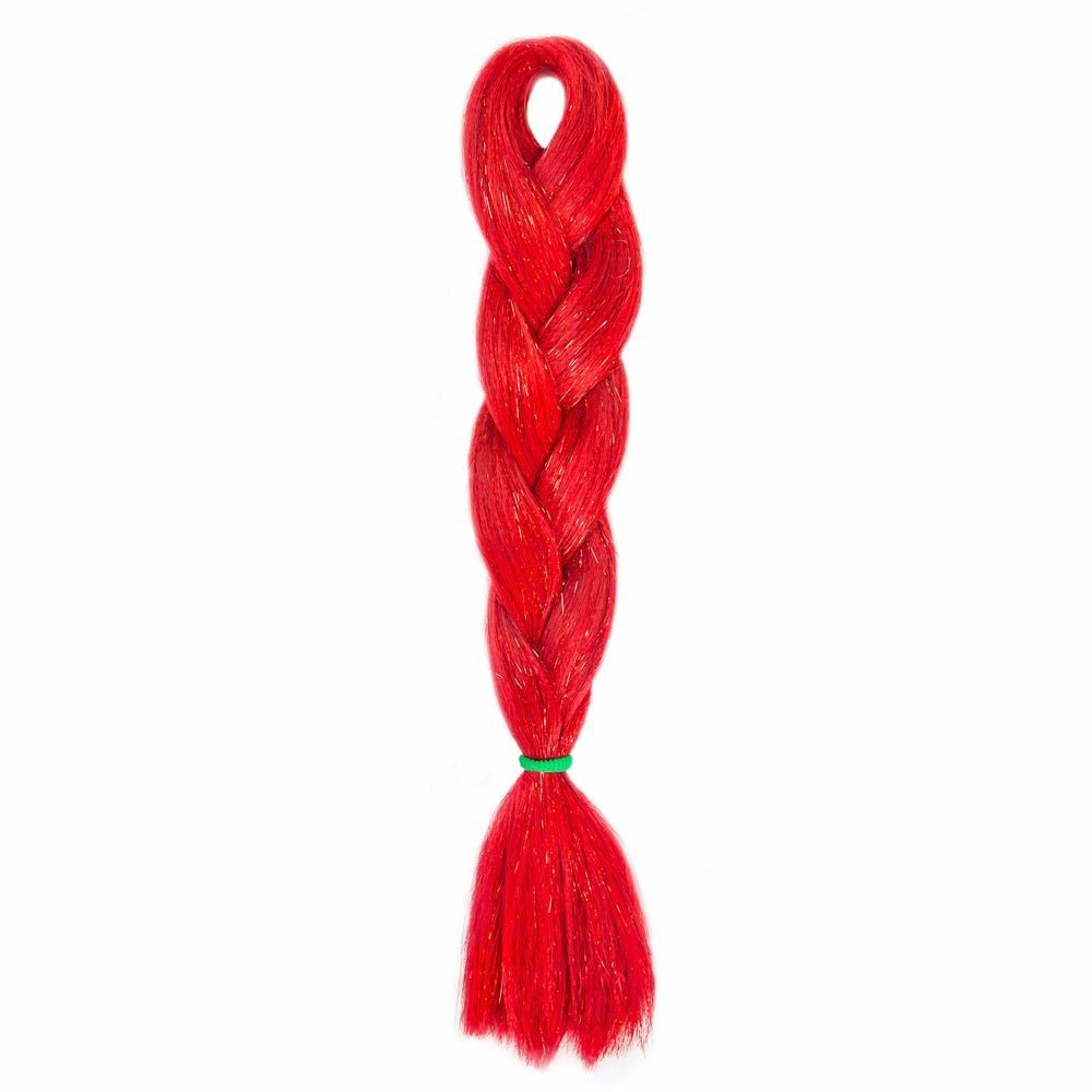 RED GLITTER BRAID HAIR 24" - Milk & Honey Wigs