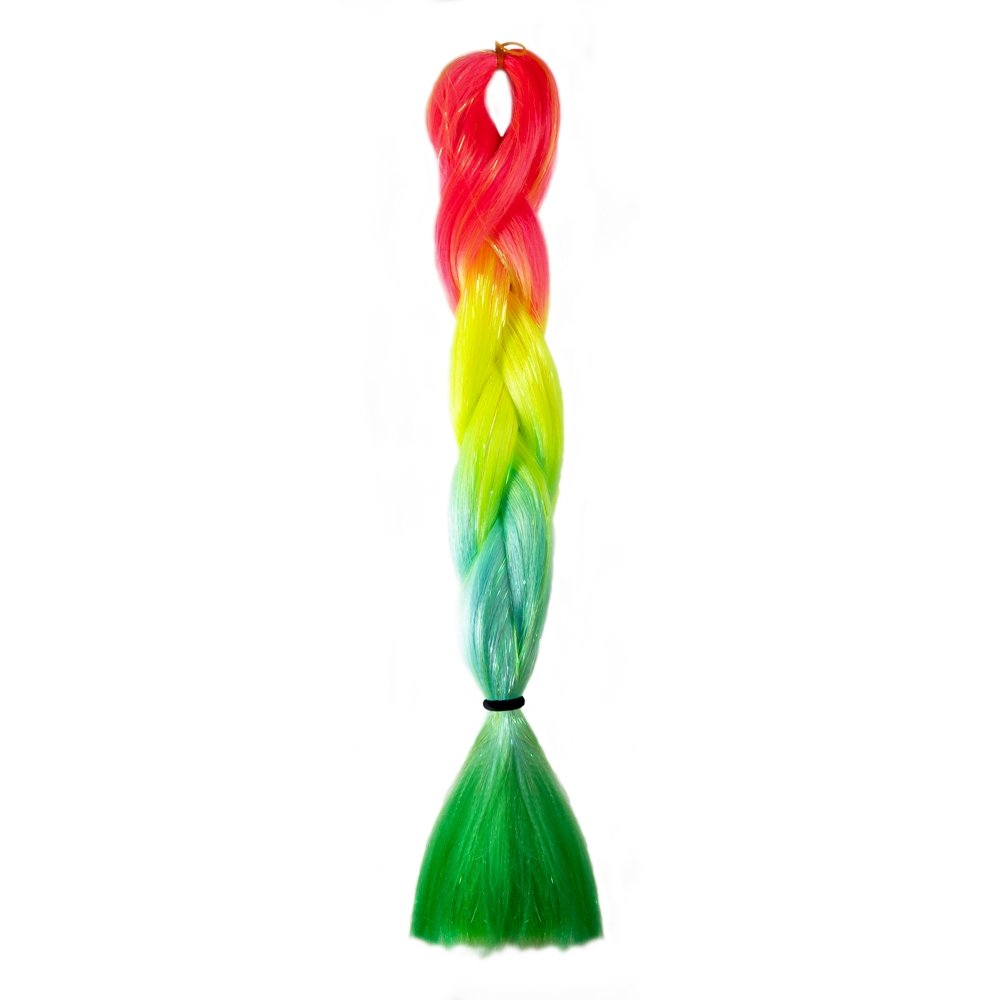 RED, YELLOW, GREEN GLITTER BRAID HAIR 24" - Milk & Honey Wigs