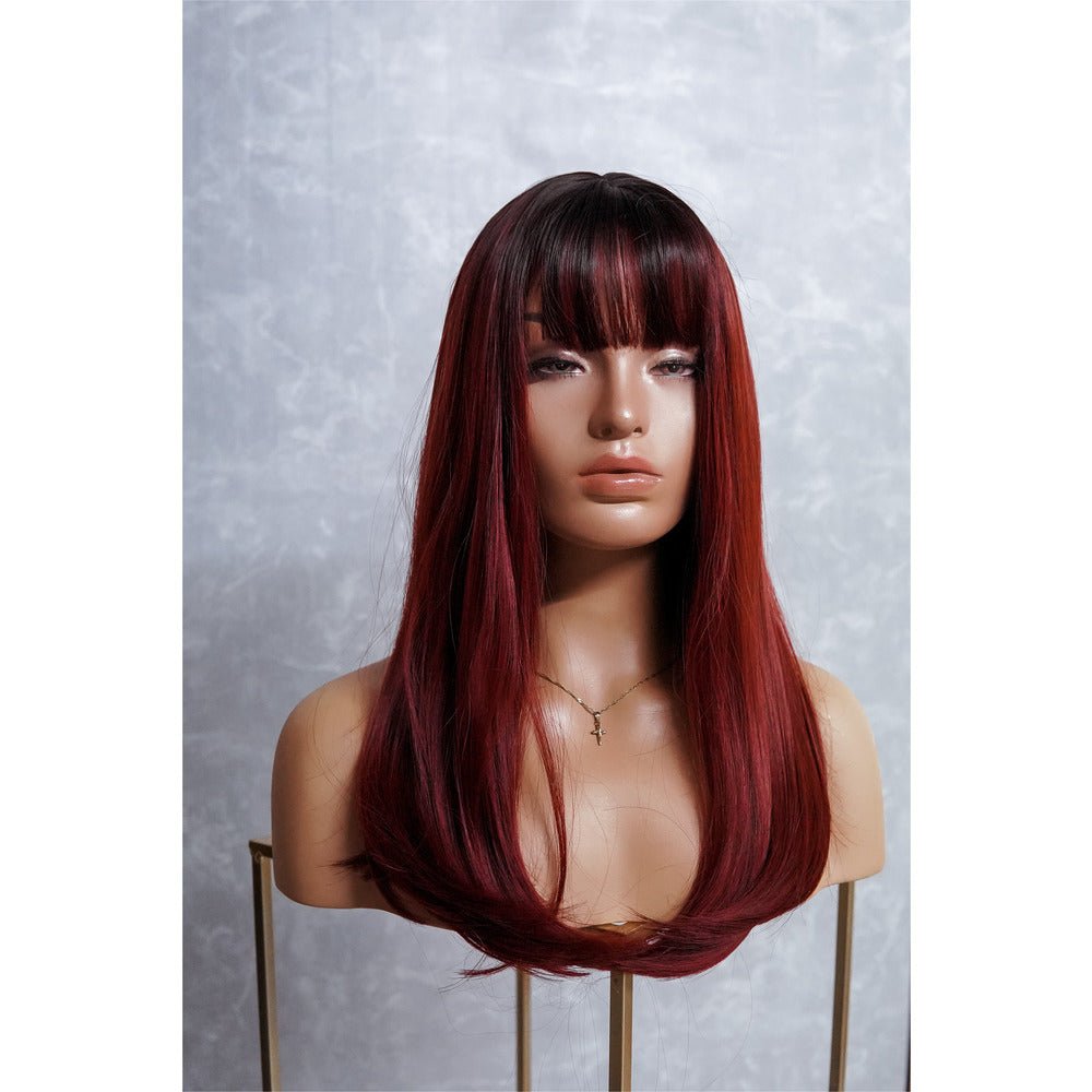 ROSÈ Red Ombre Fringe Wig - Milk & Honey Wigs
