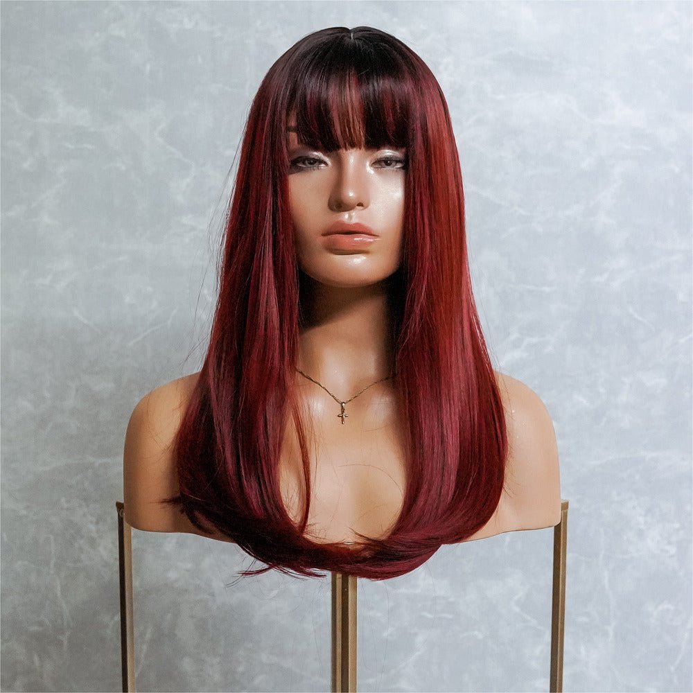 ROSÈ Red Ombre Fringe Wig - Milk & Honey Wigs