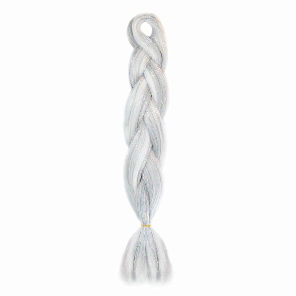 SILVER GLITTER BRAID HAIR 24" - Milk & Honey Wigs