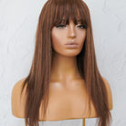 VICTORIA Brown Human Hair Fringe Wig ** READY TO SHIP ** - Milk & Honey Wigs