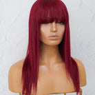 VICTORIA Burgundy Red Human Hair Fringe Wig - Milk & Honey Wigs
