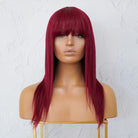 VICTORIA Burgundy Red Human Hair Fringe Wig ** READY TO SHIP ** - Milk & Honey